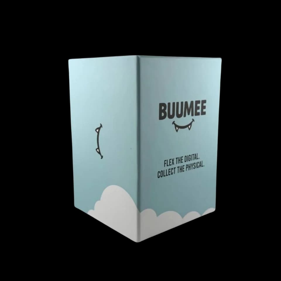 Original blue BUUMEE Genesis mystery-box packaging